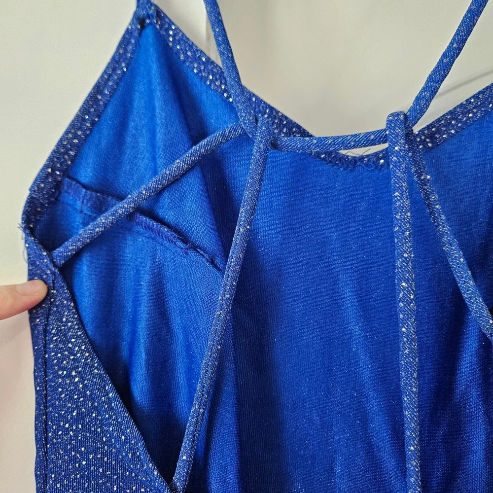 Vtg 90s Jump Dress Sparkle Royal Blue Maxi Dress Long Sz 9/10 Formal Prom Y2K‎